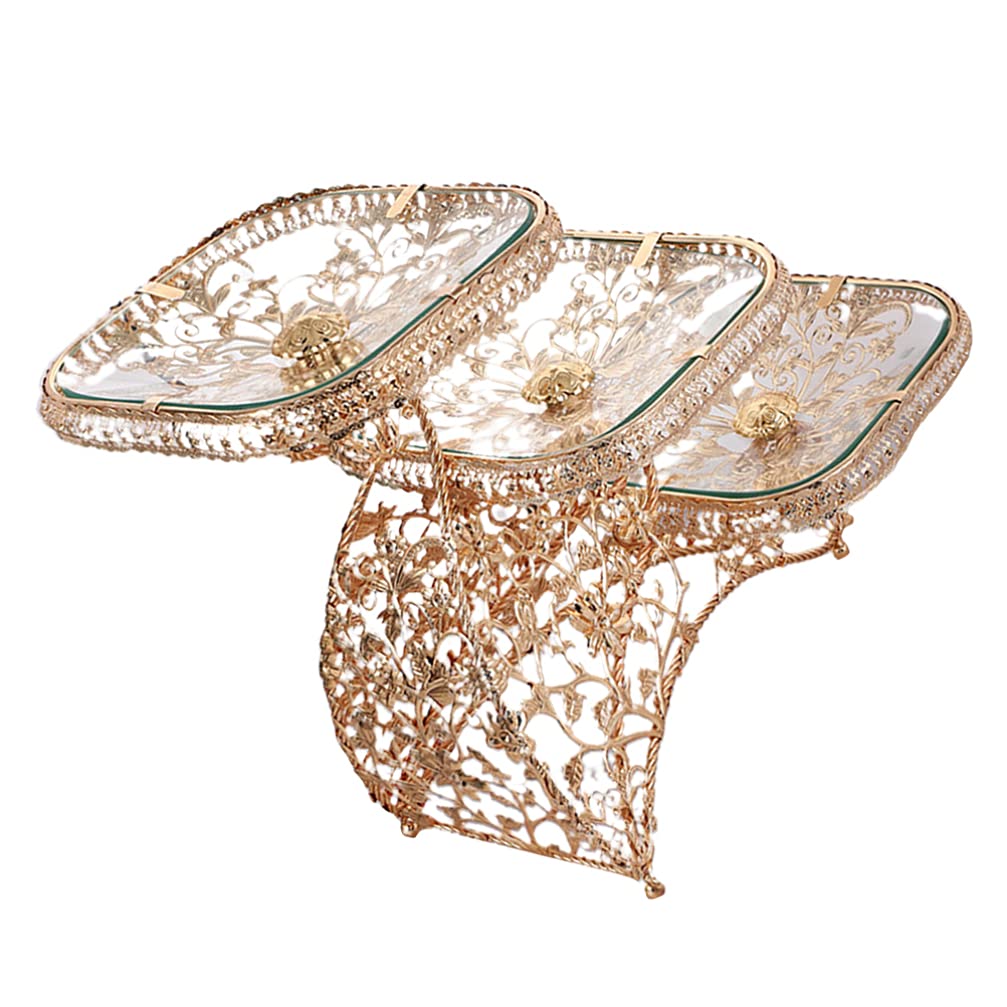 3-Tier Glass Cake Stand with Iron Rack - Elegant Dessert Display for Cupcakes, Fruits & Snacks | Perfect for Tea Parties, Weddings & Home Decor Serving Tray