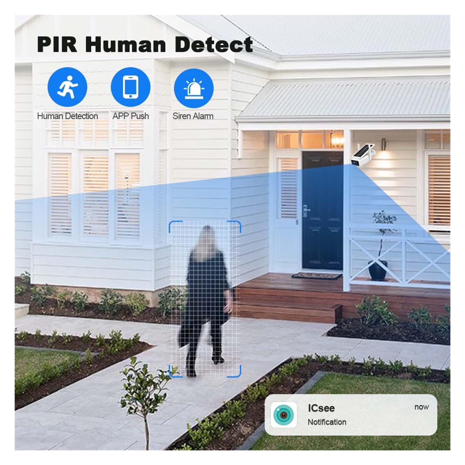SilteD 4MP Solar Security Camera Outdoor - Wireless WiFi IP Surveillance Camera with PIR Human Detection, Rechargeable Battery - Perfect for Home Security, Backyard Monitoring & Weatherproof Outdoor Protection