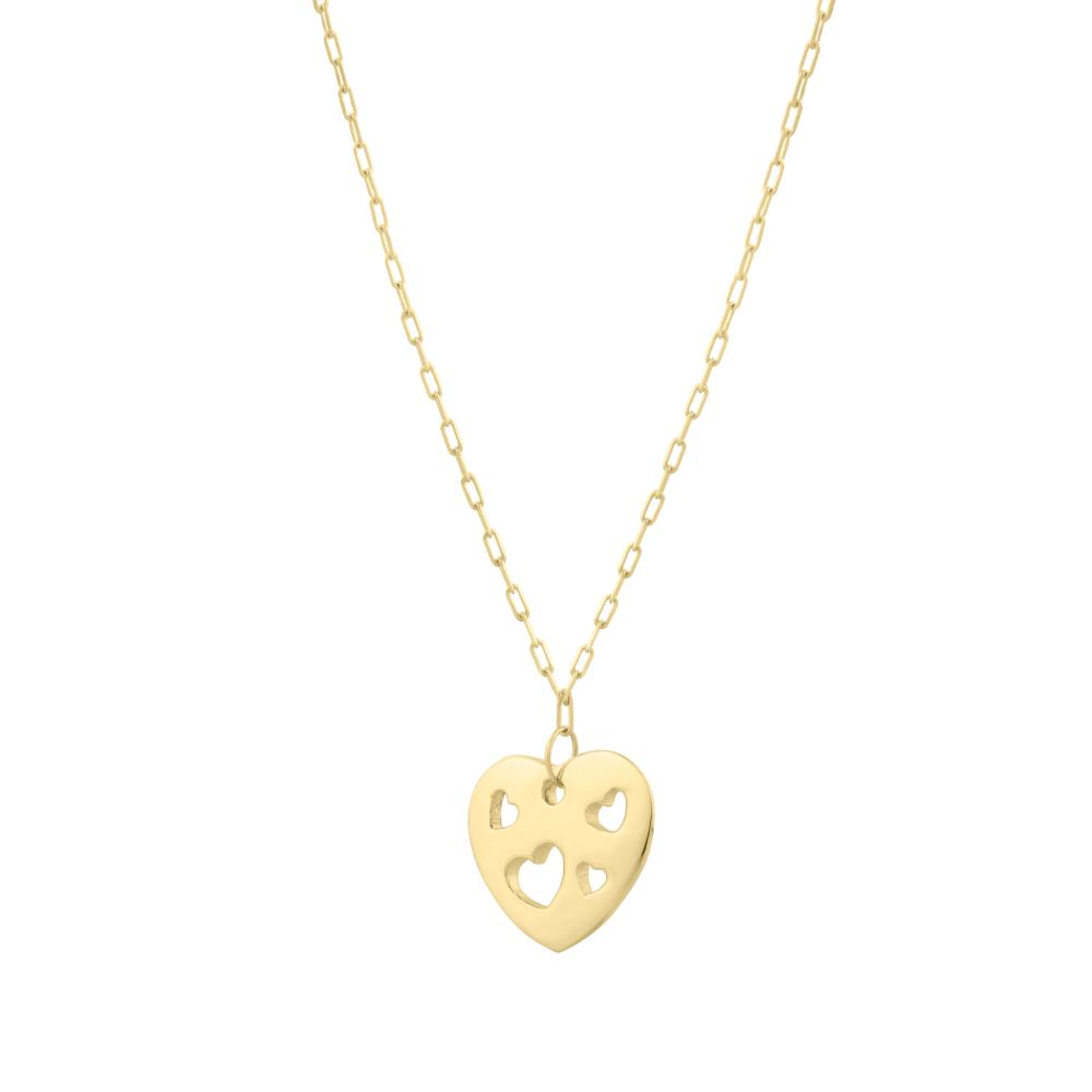 14K Gold Cutout Heart Pendant Necklace for Women - Elegant Dainty Jewelry Gift for Valentine's Day, Anniversary & Special Occasions