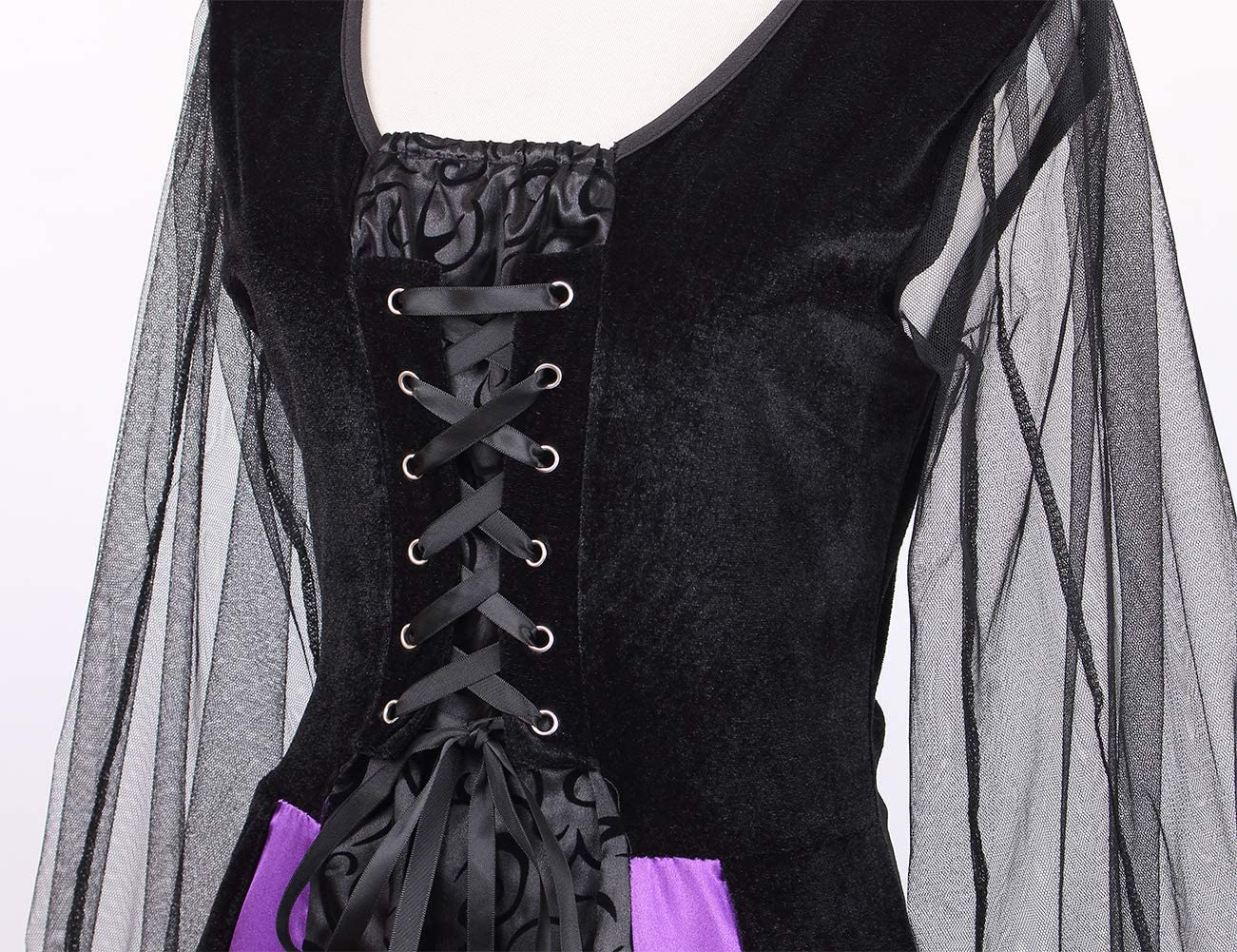 Wicked Witch Costume for Women - Purple Long Sorceress Dress with Cape | Halloween Cosplay, Witch Party, Themed Events & Costume Contests