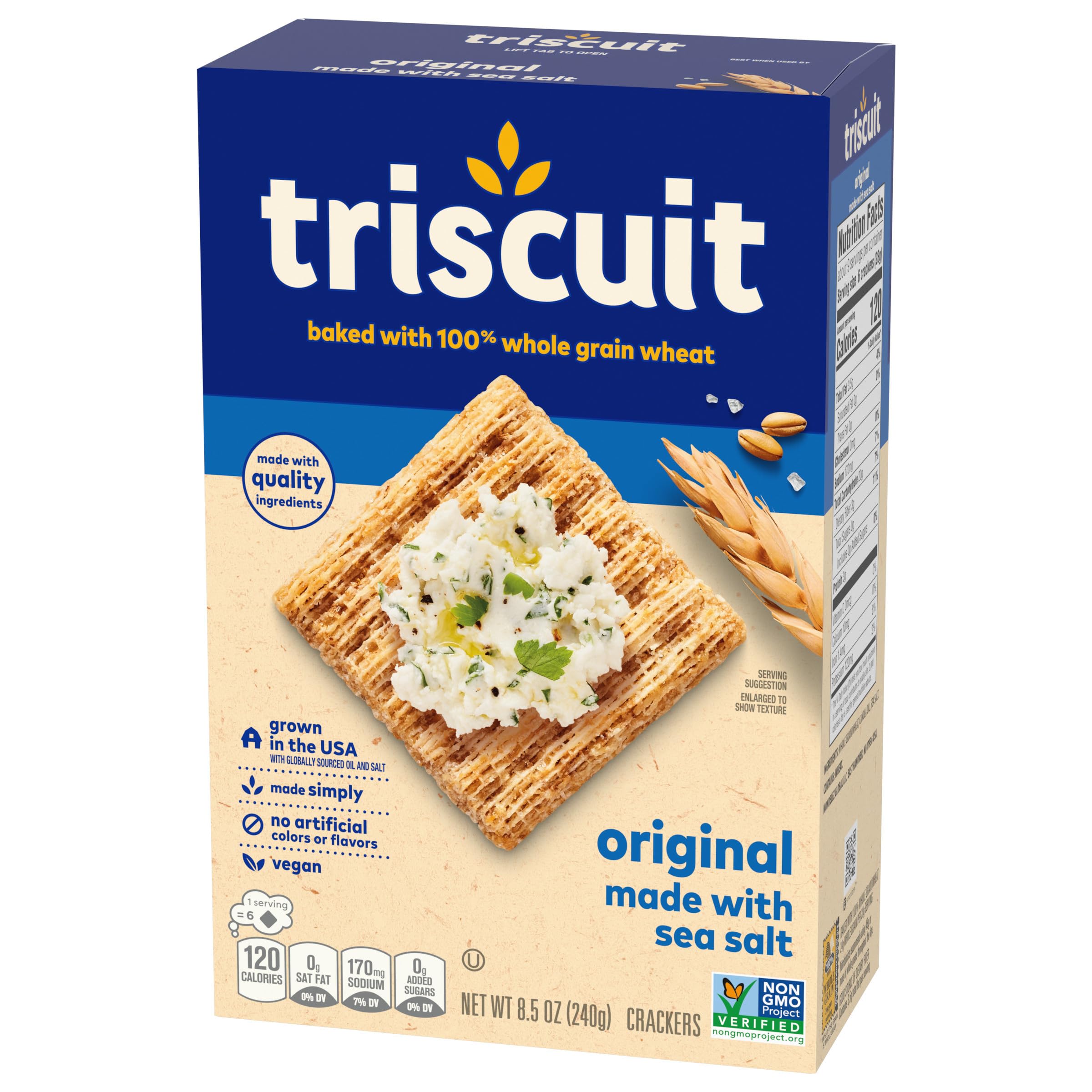 Triscuit Original Whole Grain Wheat Crackers - Vegan, Healthy Snacks for Lunch, Work & On-the-Go (8.5 oz) | Perfect for Office, School & Travel
