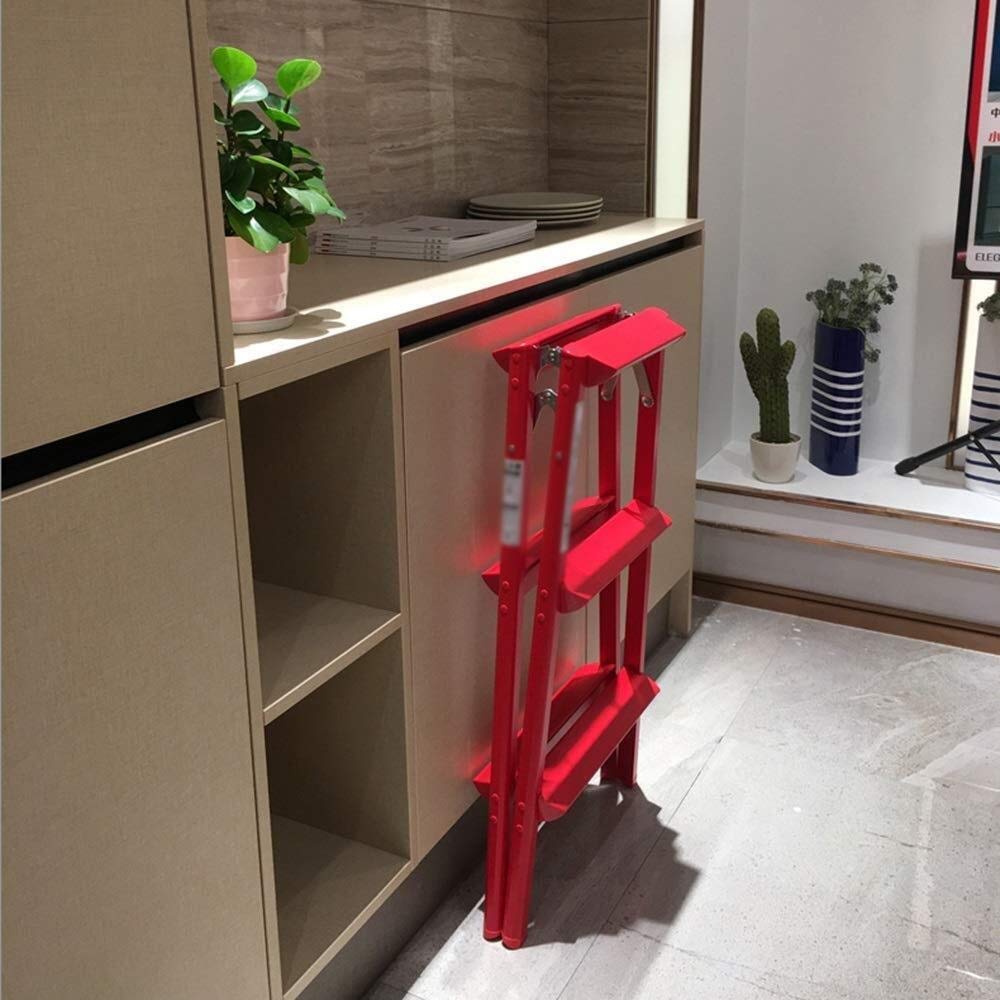 Foldable Aluminum Alloy Step Stool for Home, Kitchen, Bedroom - Lightweight Indoor Climbing Stool with Non-Slip Surface - Perfect for Reaching High Shelves, Organizing Cabinets, and Home Decorating