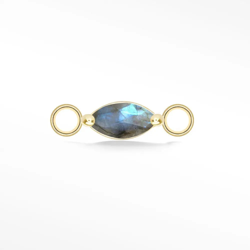 14K Yellow Gold Marquise Natural Gemstone Permanent Connectors - Perfect for Jewelry Making, DIY Crafts & Bridal Accessories