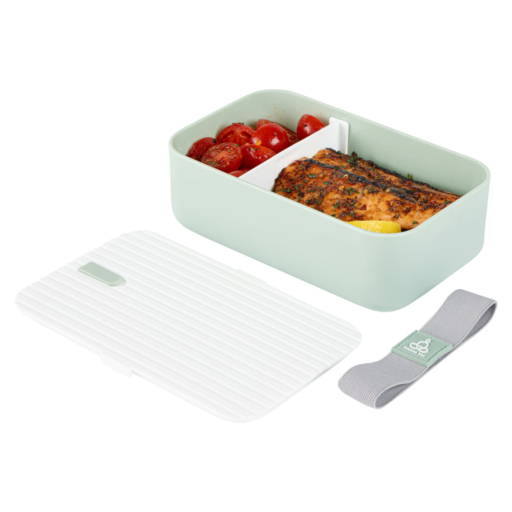 Bento Tek 34 oz Eco-Friendly Green Buddha Lunch Box with Secure White Lid - 7.5