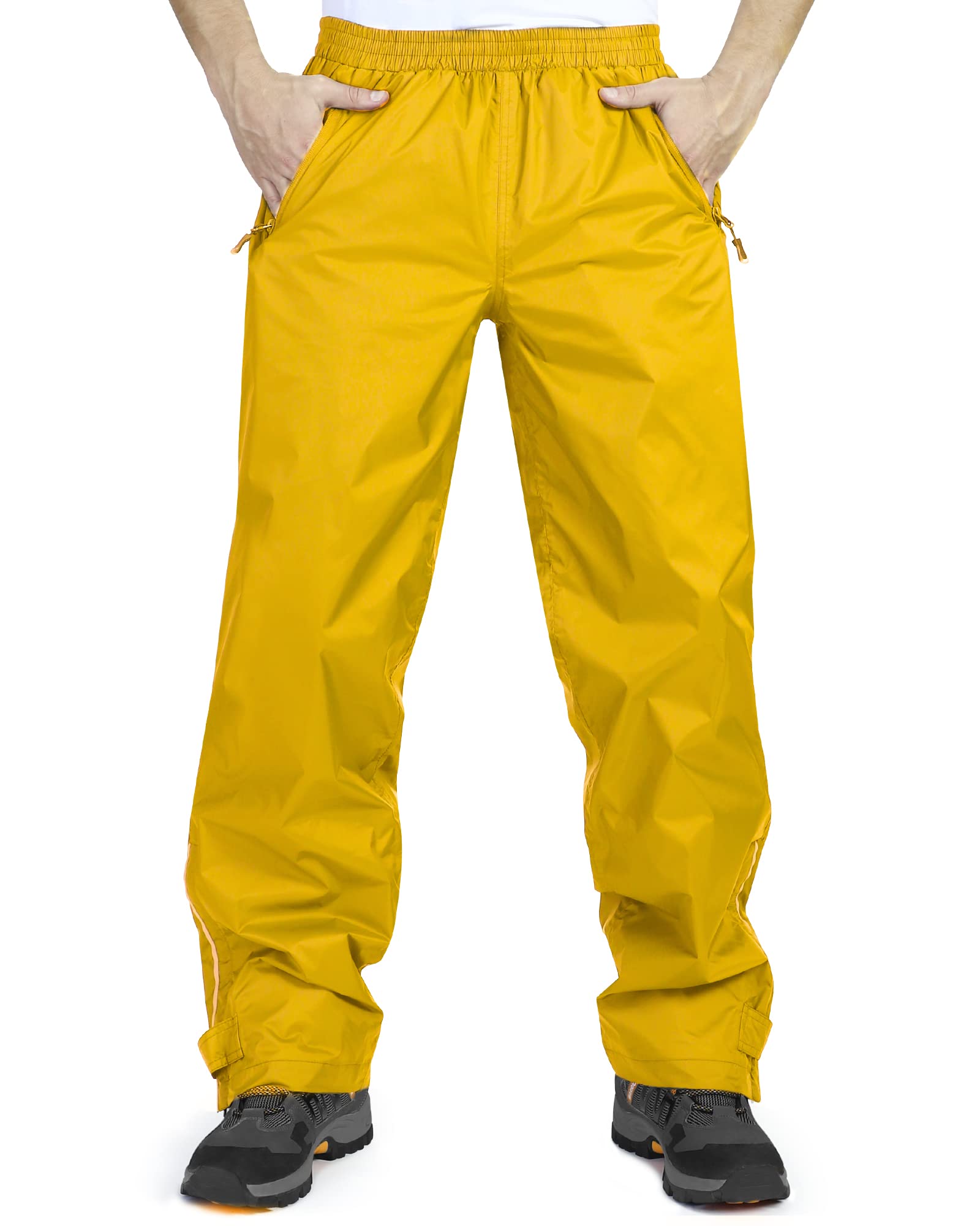 33,000ft Men's Waterproof Rain Pants - Windproof Outdoor Hiking & Fishing Over Pants for All-Weather Protection - Perfect for Camping, Backpacking and Wet Conditions