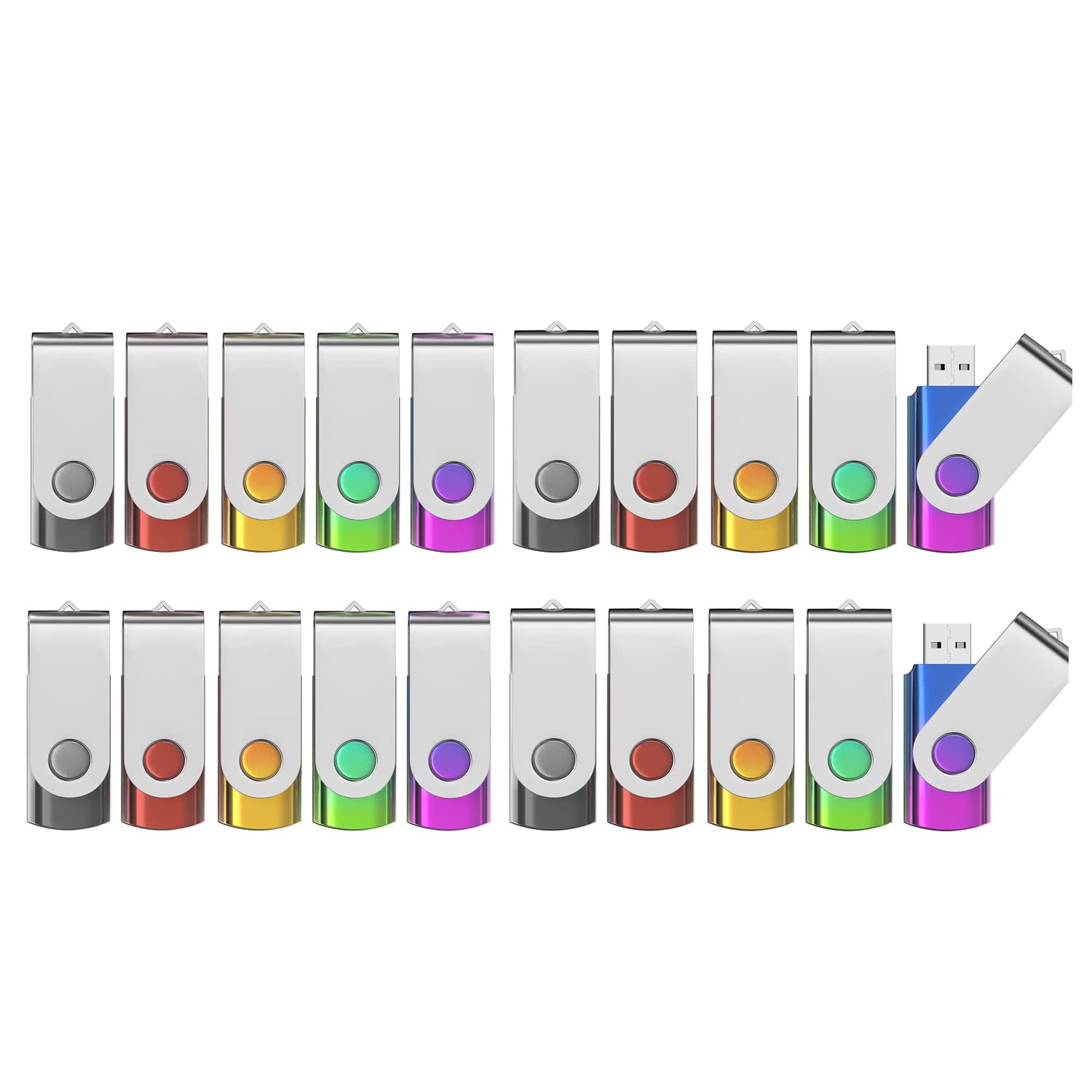 ABLAZE 20-Pack 1GB USB 2.0 Flash Drives Bulk - Premium Thumb Drives for Data Storage, School, Office & Business Use (New Version)