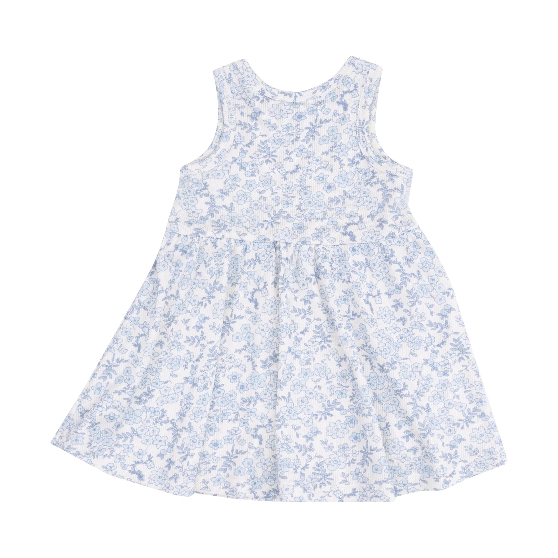 Blue Calico Floral Print Tank Dress with Bloomer - Summer Casual Outfit for Beach, Picnic & Outdoor Activities