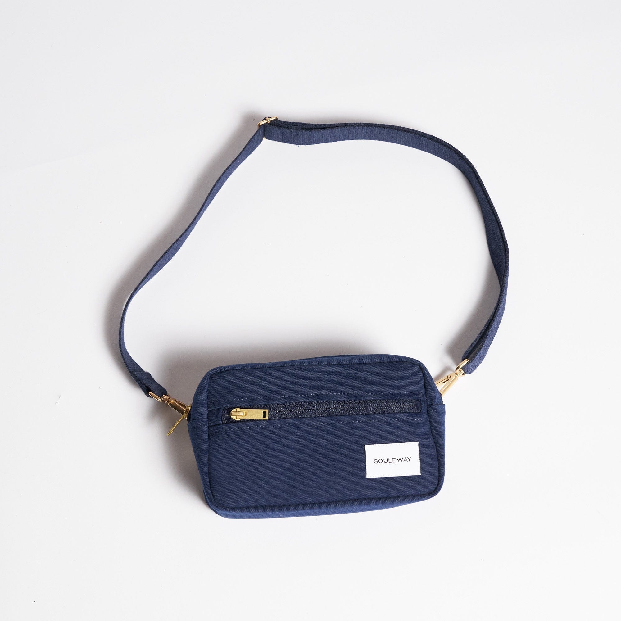 Natural Cotton Canvas Hip Bag for Men & Women - Navy Blue Waist Pouch - Perfect for Travel, Hiking, Running & Everyday Use