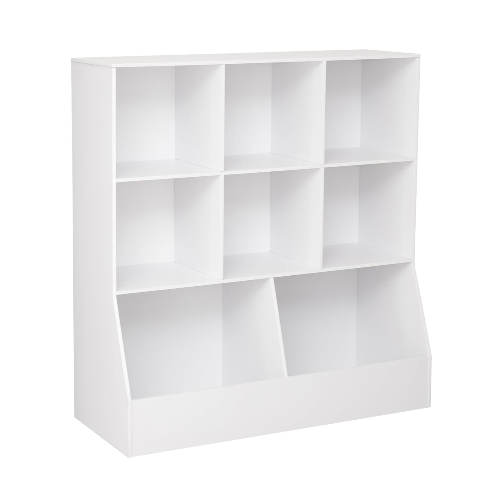 DINZI LVJ 8-Cubby Wooden Toy Storage Organizer & Kids Bookshelf - White 39.4
