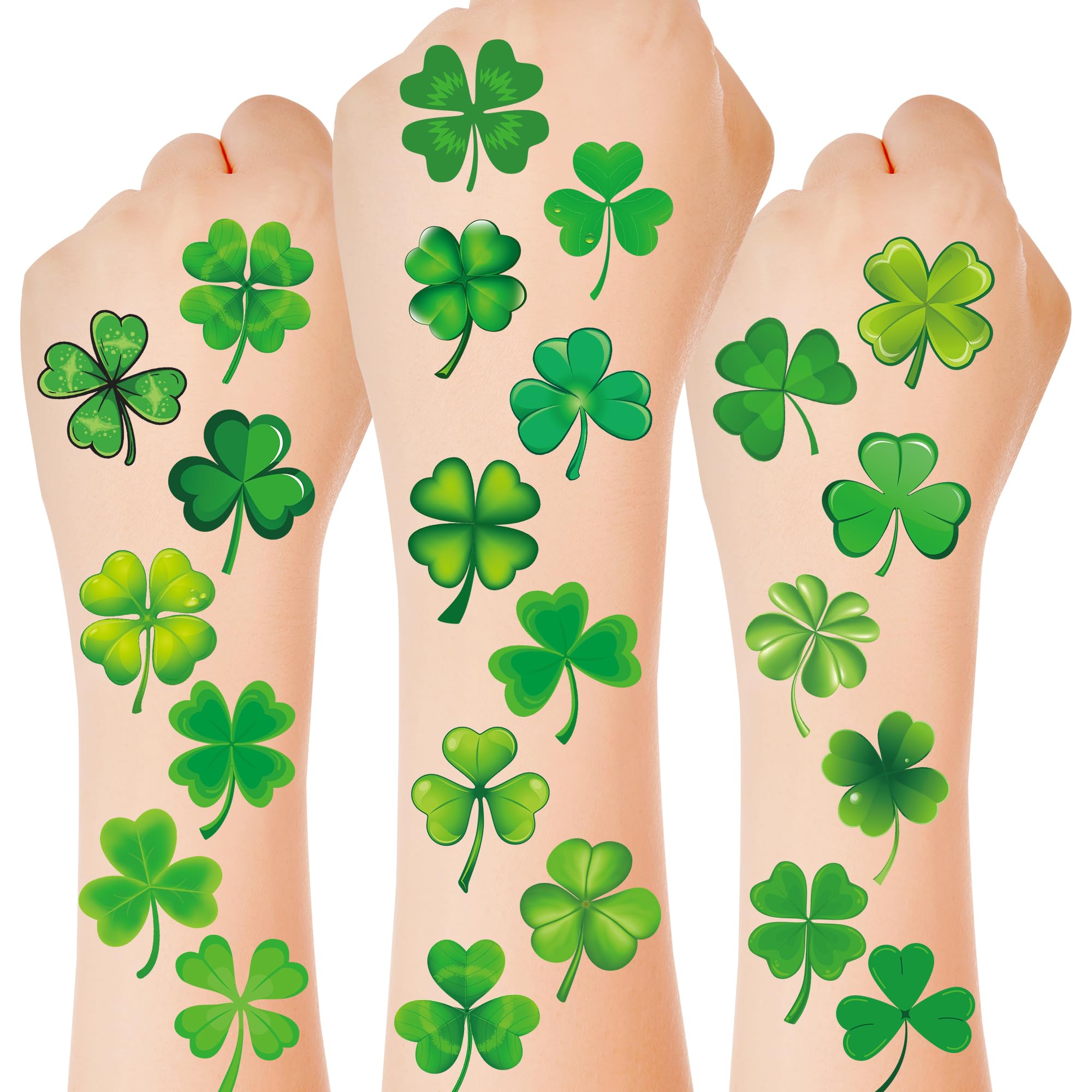 100 PCS St Patrick's Day Temporary Tattoos - 4 Sheets Green Shamrock Tattoos for Kids & Adults | Waterproof Party Favors & Accessories | Perfect for St Patrick's Day Celebrations, Parades & Festivals