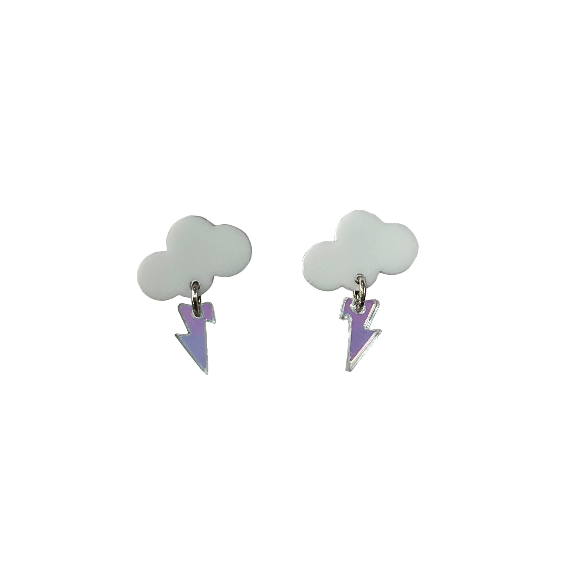 Baby Rain Cloud Earrings - White & Iridescent Dangle Earrings for Girls | Cute Cloud-Shaped Jewelry Gift for Kids, Teens, Birthday & Everyday Wear