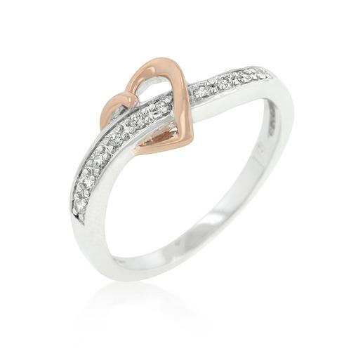 R599 R08261Tc01 Rose Heart Band - Elegant Rose Gold Heart Charm Bracelet for Women, Perfect for Valentine's Day, Anniversary & Romantic Gifts