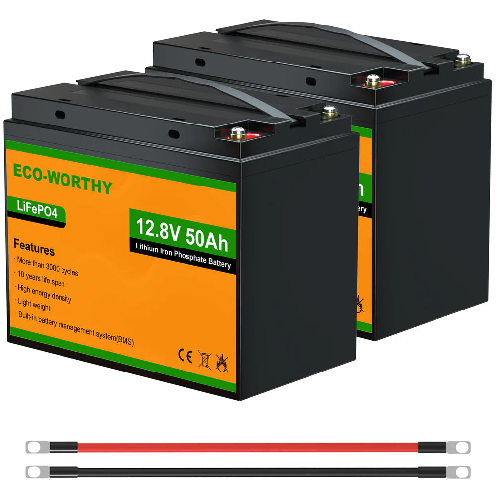ECO WORTHY 12V 50Ah LiFePO4 Lithium Iron Phosphate Battery - Perfect for Solar Power Systems, RVs, Marine & Off-Grid Applications