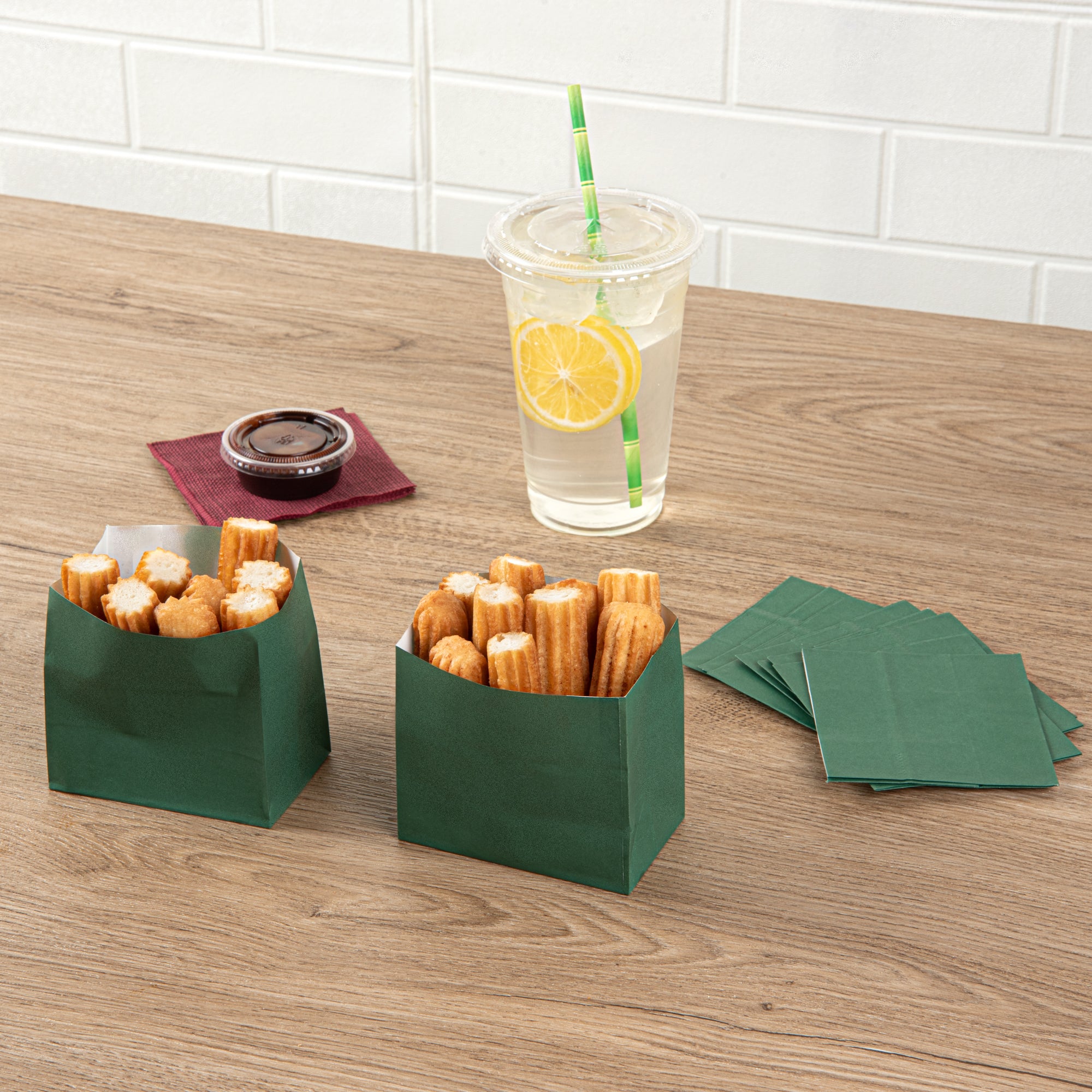 Eco-Friendly Forest Green Paper Snack Bags 3.75