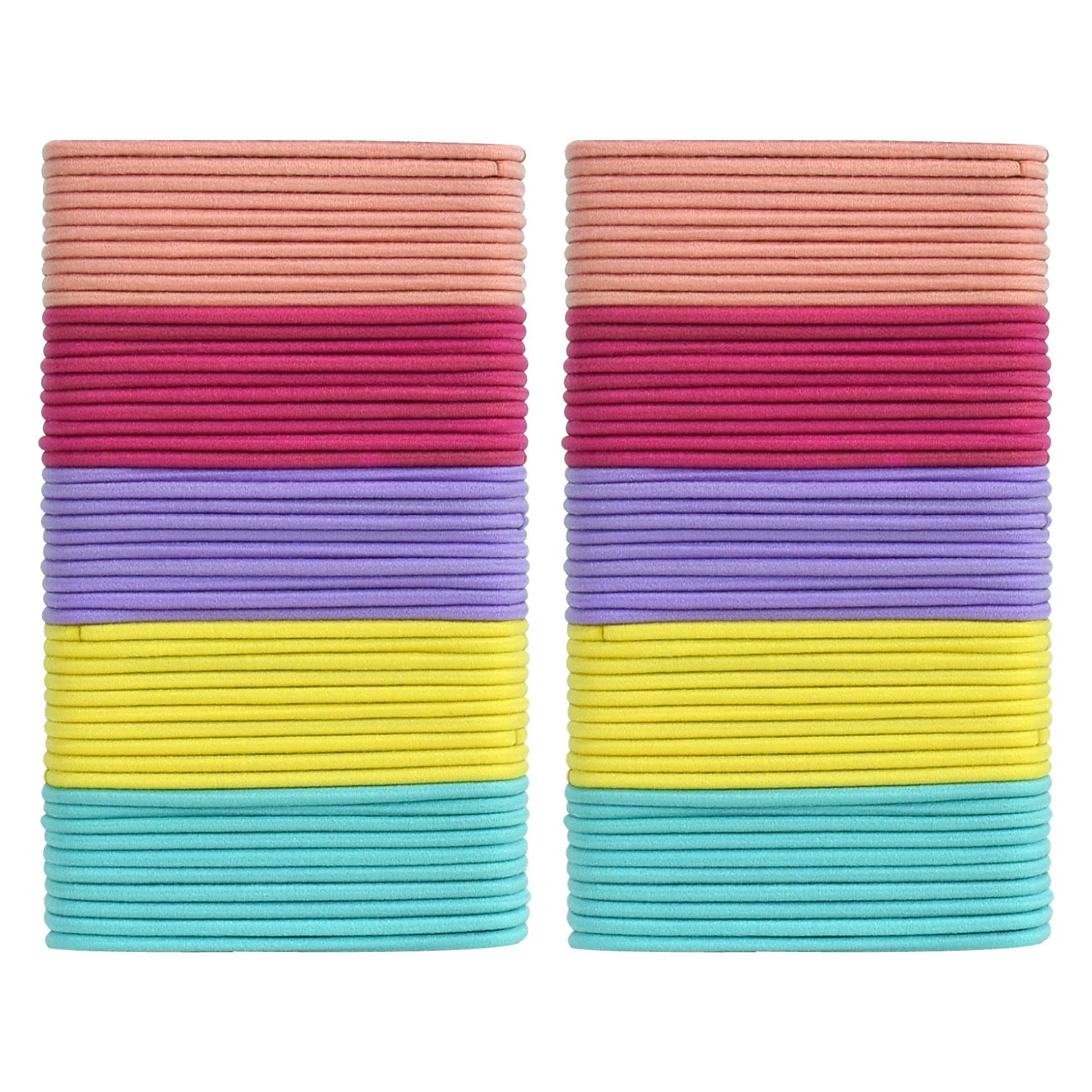 100 Pcs Colorful Elastic Hair Ties for Women, Girls & Kids - Soft Ponytail Holders, Hair Bands & Hair Accessories for School, Work, Sports & Daily Use