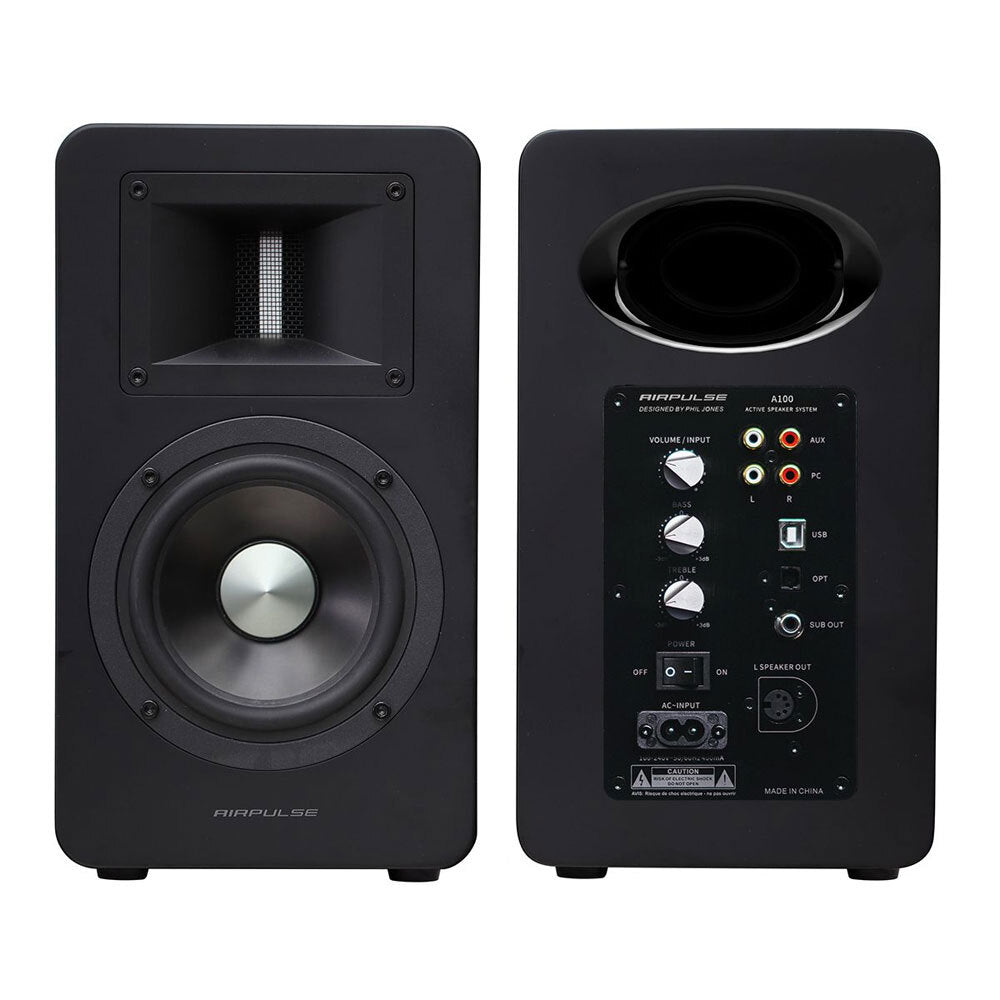 Airpulse A100 Premium Active Wireless Bluetooth Speakers with WiiM Mini Streamer - HiFi Audio for Home Theater, Gaming & Music (Matte Black) | Perfect for Living Room, Bedroom & Office