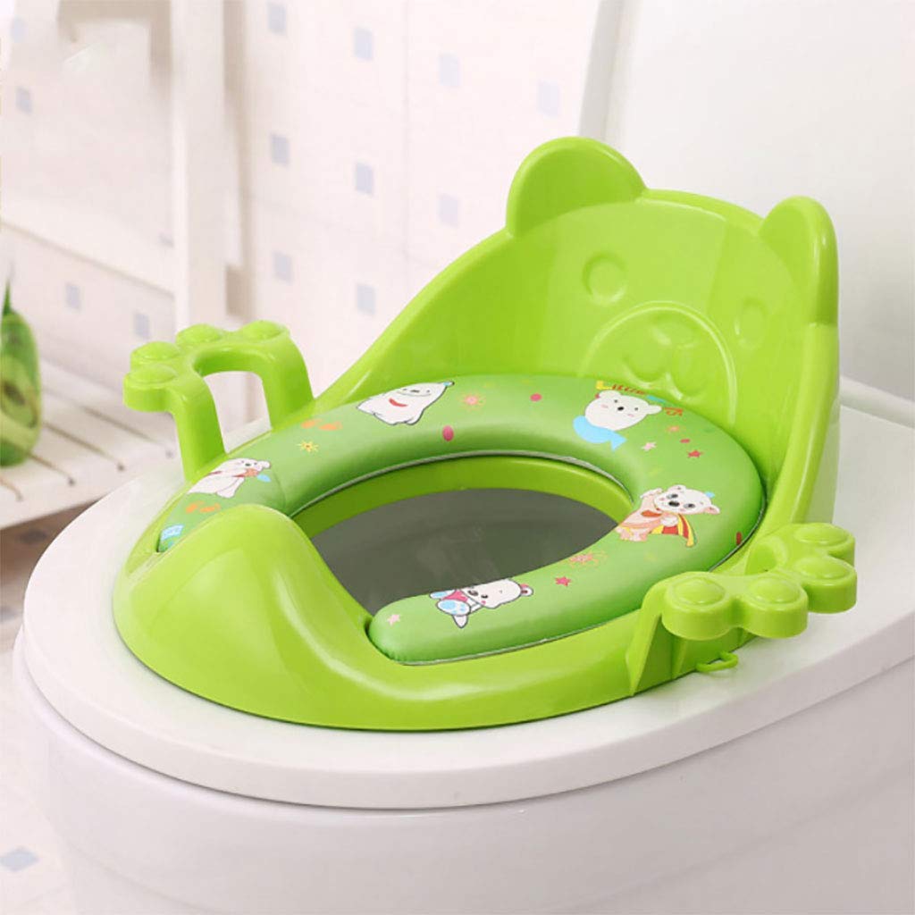 Universal Baby Toilet Training Seat for Boys & Girls Ages 1-8 - Portable, Adjustable, Non-Slip Children's Potty Seat Cushion with Easy-Grip Handles | Home & Travel Use | Green