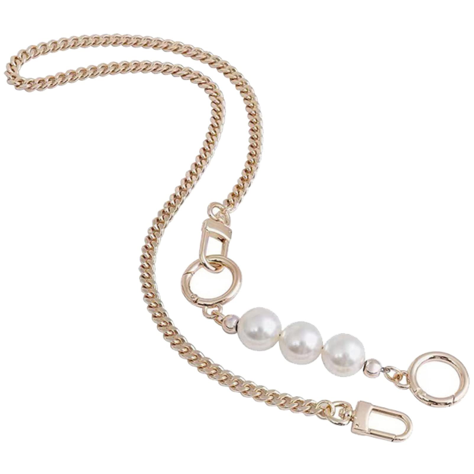 Pearl Purse Chains with Round Metal Buckle - Shiny Gold Replacement Bag Straps for Women's Crossbody & Shoulder Handbags | Detachable Fashion Accessory for Parties, Weddings & Everyday Use