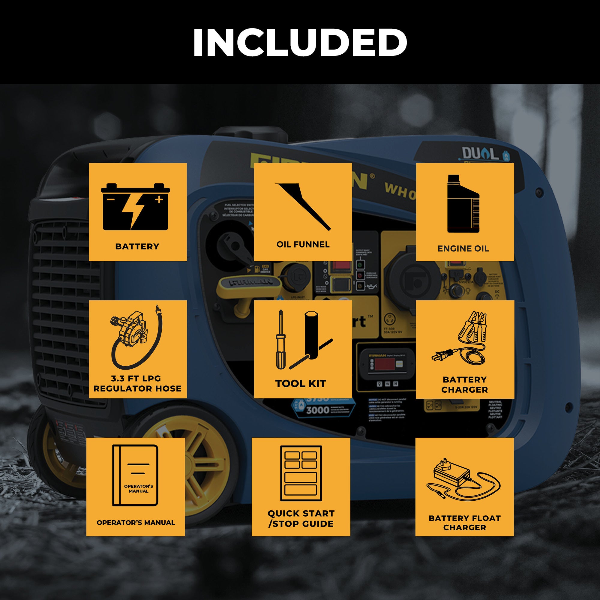 4200W Dual Fuel Portable Inverter Generator with Electric Start & CO Alert - Perfect for Camping, RV Trips, Home Backup Power, and Outdoor Events