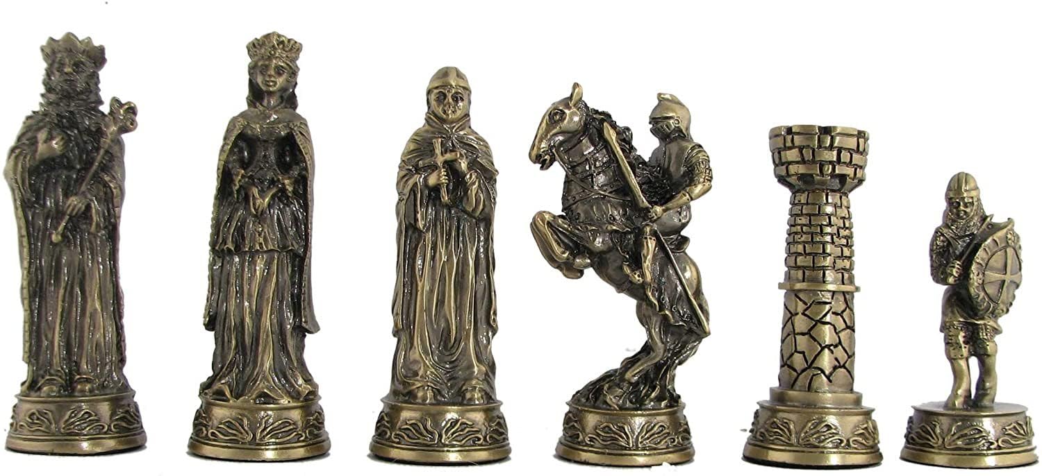 WE Games Pewter Medieval Themed Chess Set - Unique Metal Chess Board Game for Adults, Luxury Handcrafted Chess Pieces with Detailed Sculptures | Perfect for Home Decor, Gift Giving & Strategy Game Lovers