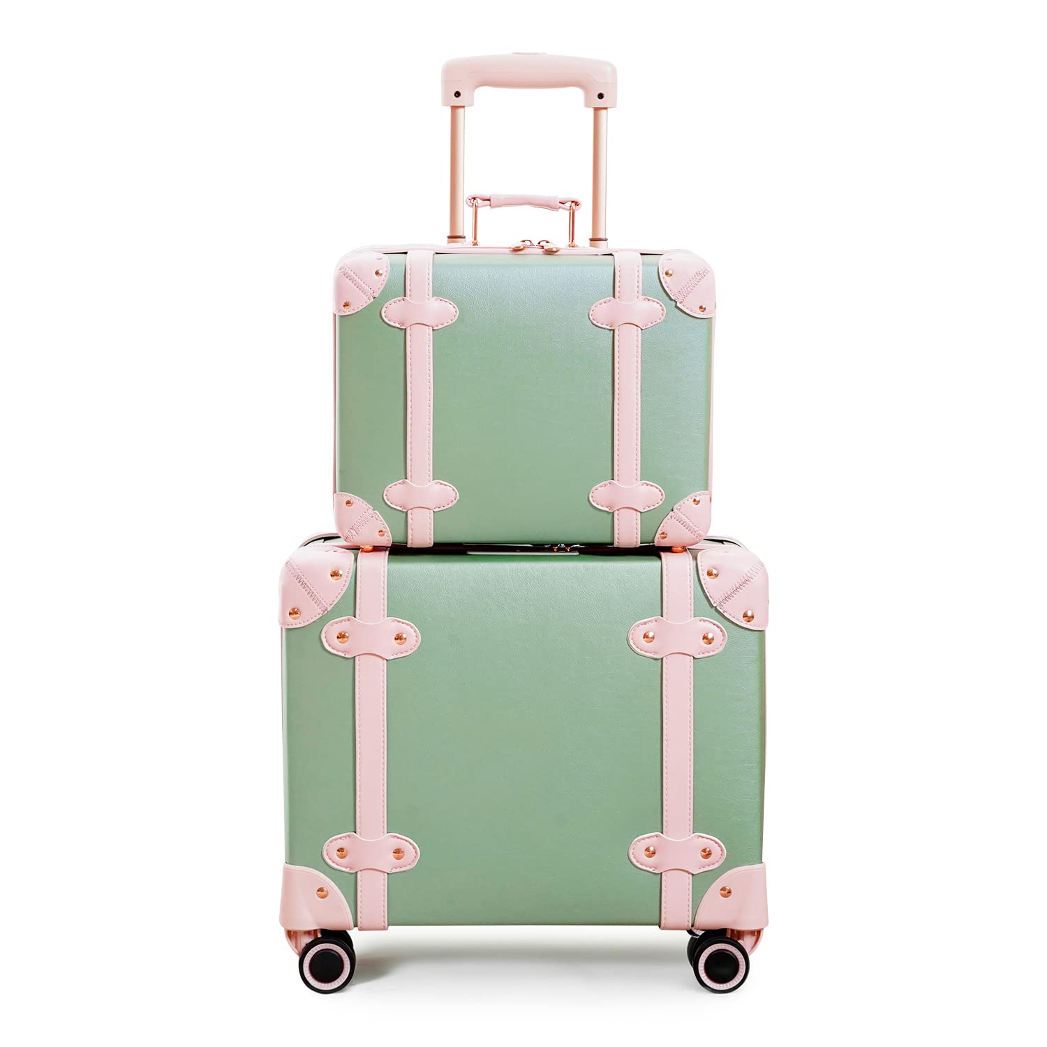 Vintage Luggage Set with Wheels - Retro Suitcase & Travel Trunk Set for Women & Men | Durable Spinner Carry-On for Air Travel, Weekend Getaways & Business Trips