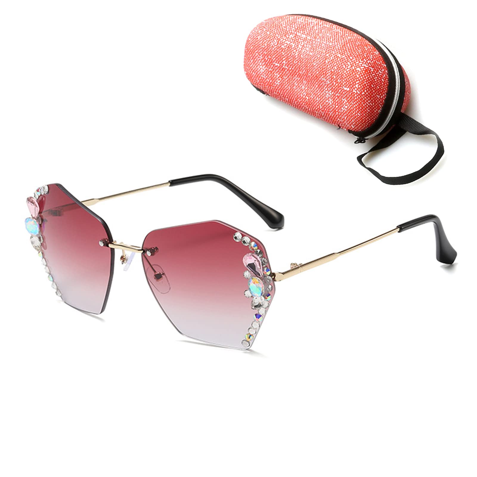 Stylish Rimless Diamond Sunglasses for Women - UV Protection, Lightweight & Fashionable - Perfect for Outdoor Activities, Beach Vacations & Summer Fashion