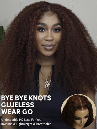 Bye Bye Knots 7x5 Pre Cut Lace Kinky Curly Reddish Brown 33B Color
