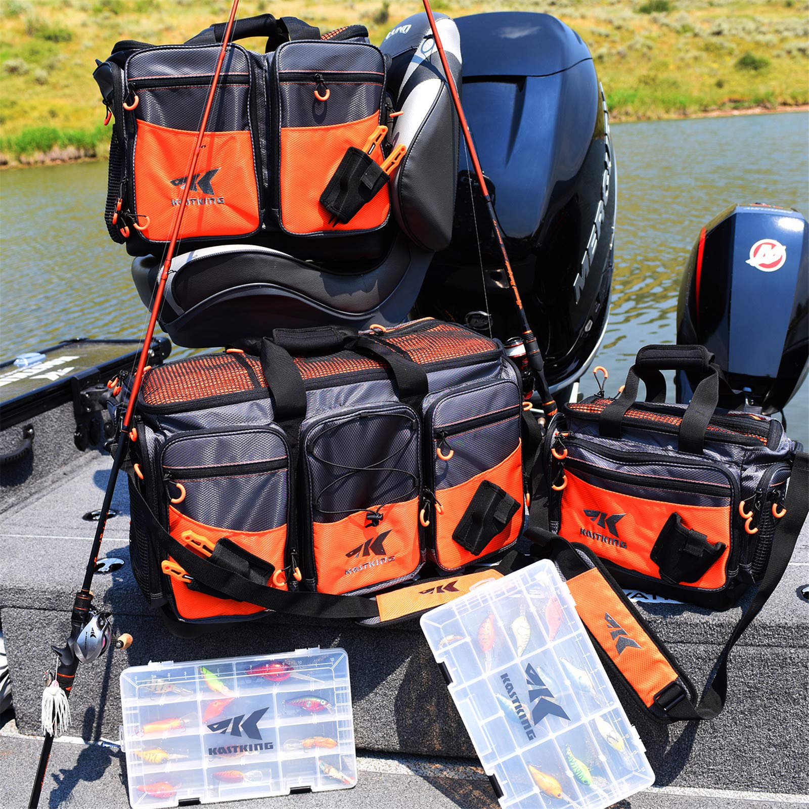 KastKing Waterproof Fishing Gear & Tackle Storage Bags - Saltwater Resistant Durable Tackle Organizer for Saltwater & Freshwater Fishing - Perfect for Boat, Kayak, and Shore Fishing Trips