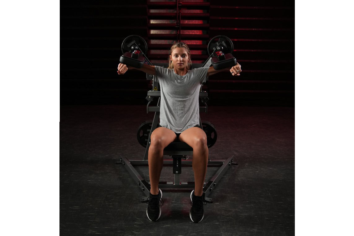 Hammer Strength Plate Loaded Lateral Raise Machine - Gym Shoulder Workout Equipment for Deltoid Training | Perfect for Home & Commercial Fitness Centers