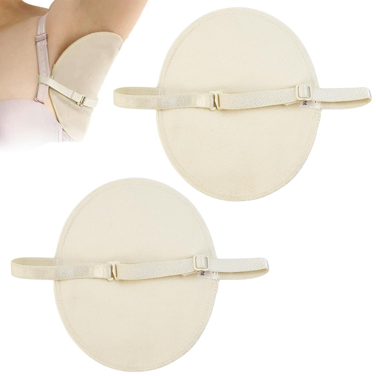MAYCREATE® 2-Pack Anti-Sweat Underarm Pads for Women & Men - Breathable, Washable, Reusable Armpit Sweat Pads - Quick-Dry, Non-Slip Protection for Shirts - Perfect for Workouts, Office & Daily Wear - Beige