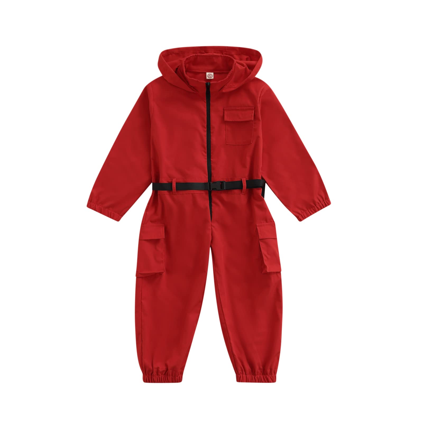 Kids Unisex Red Jumpsuit Costume for Toddler Boys & Girls 2-8T - Masquerade, Cosplay & Halloween Party Outfit - Perfect for Dress-Up, Themed Parties & Photo Shoots