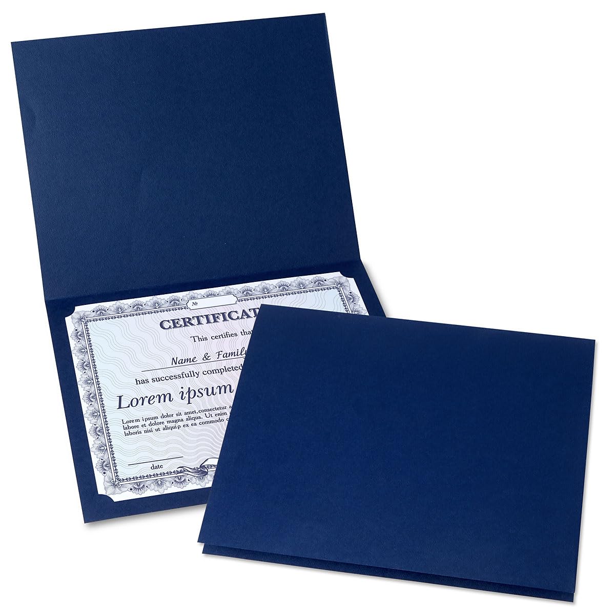 Premium Blue Linen Certificate Folders - Pack of 10, 80 lb. Heavy Stock with Die-Cut Corners | Professional Document Holders for Office Awards, Graduation Diplomas, Business Certificates & School Documents (9.5