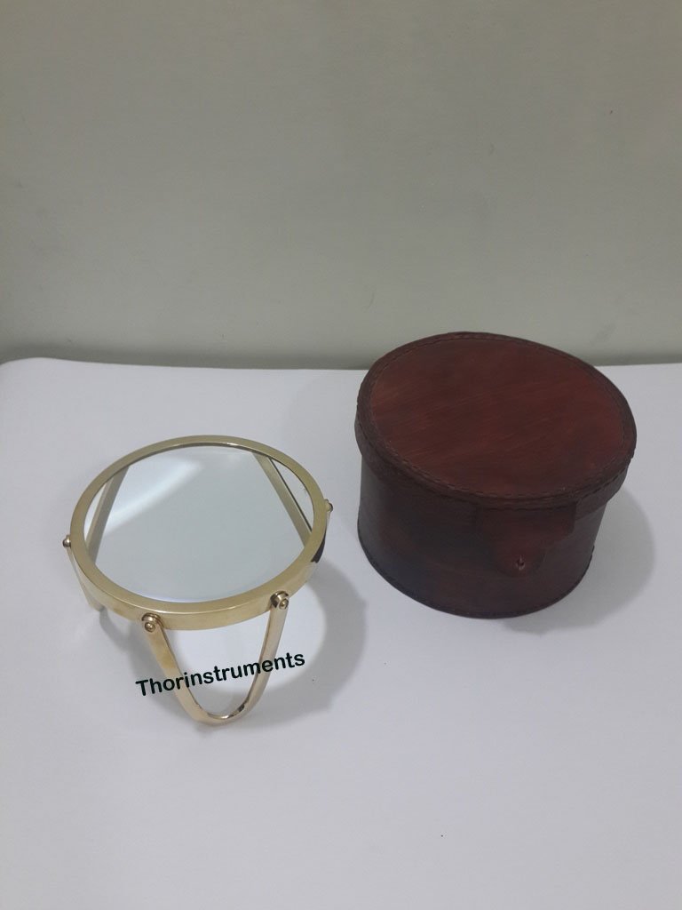 Vintage Brass Magnifying Glass with Red Leather Case - Antique Home Decor, Rustic Office Accessory, Perfect Gift for Book Lovers & Collectors (Great for Reading Small Print & Examining Details)