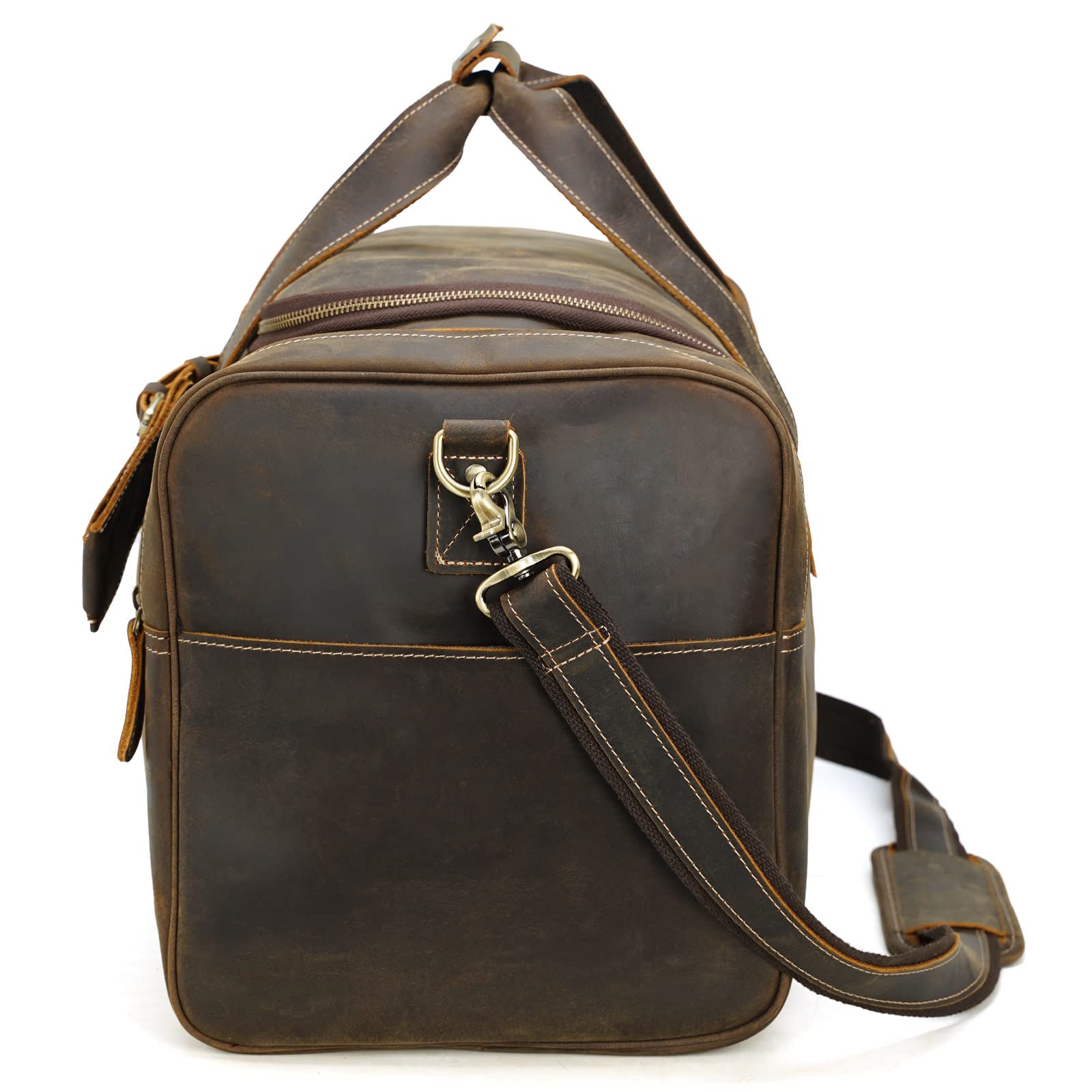 Premium 24 Inch Full Grain Leather Duffel Bag for Men - Large Travel, Gym & Sports Weekender Overnight Bag - Durable Carry-On for Business Trips, Workout & Weekend Getaways