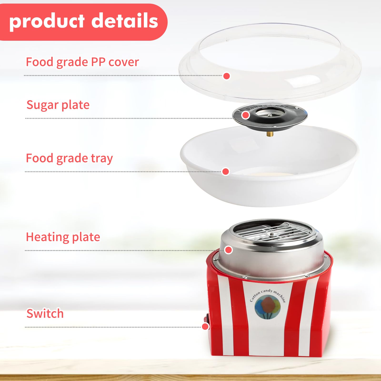 Kids Cotton Candy Maker Machine for Home & Parties - Birthday Christmas Gift