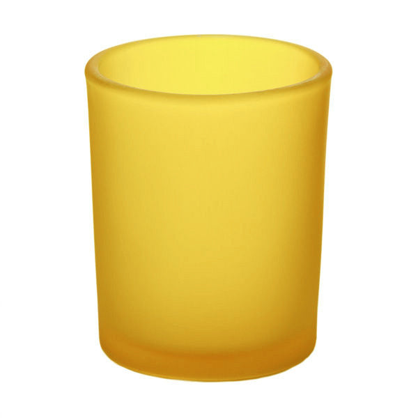 10 Pack Yellow Frosted Glass Votive Candle Holders - Elegant Table Centerpieces for Christmas, Wedding, Anniversary, Party & Home Decor - Perfect for Romantic Dinners, Holiday Celebrations and Cozy Ambiance