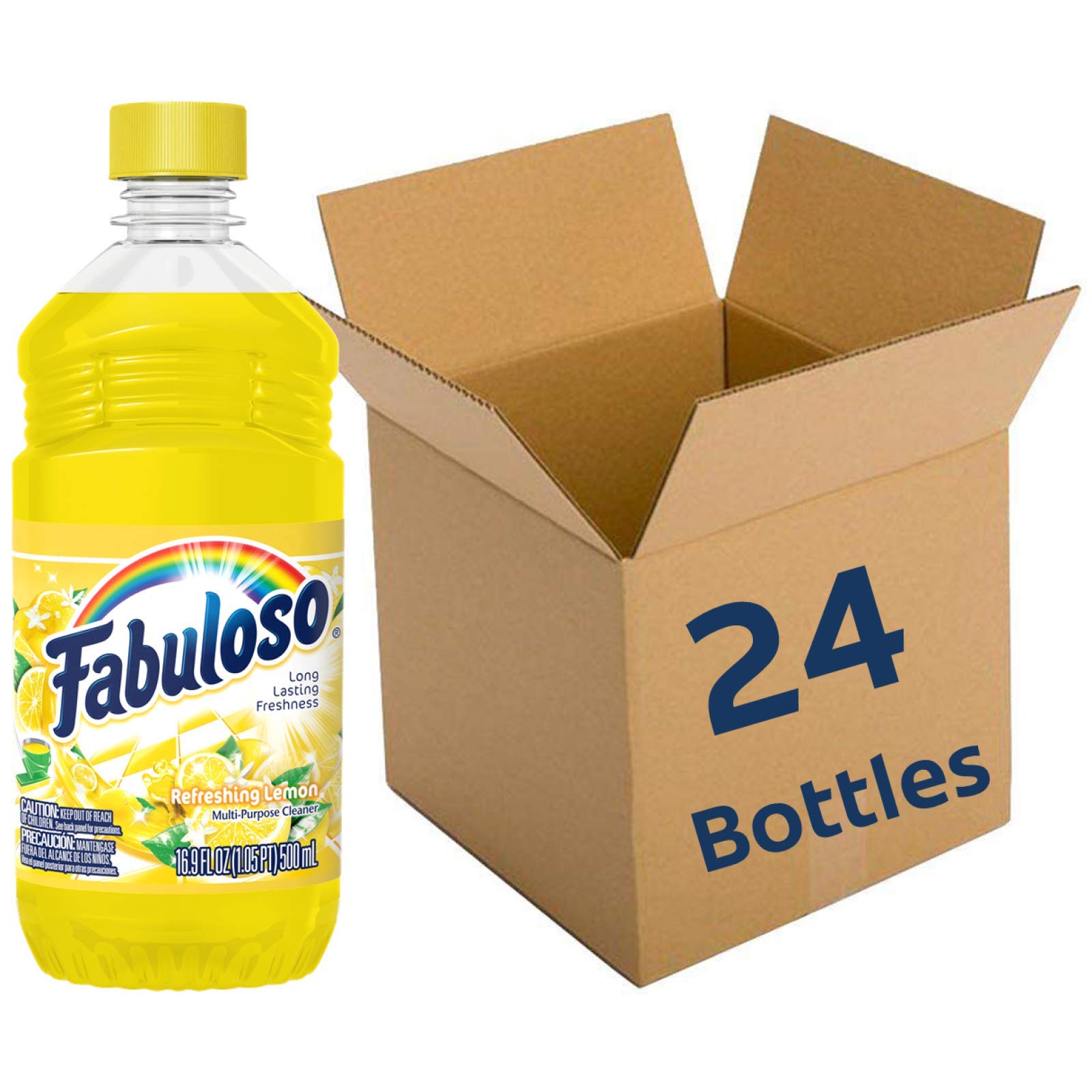 Fabuloso All-Purpose Cleaner - Lemon Scent (16.9oz, Pack of 24) | Multi-Surface Cleaner for Bathroom, Toilet, Floor, Shower, Glass, Kitchen & More | Powerful Degreaser for Pots & Pans | Fresh Citrus Fragrance for Home & Office Cleaning