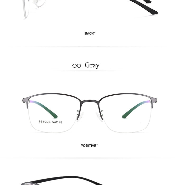 Bclear Men's Full Rim Titanium Alloy Square Eyeglasses Frame 61005 - Lightweight Durable Glasses for Work, Reading & Fashion