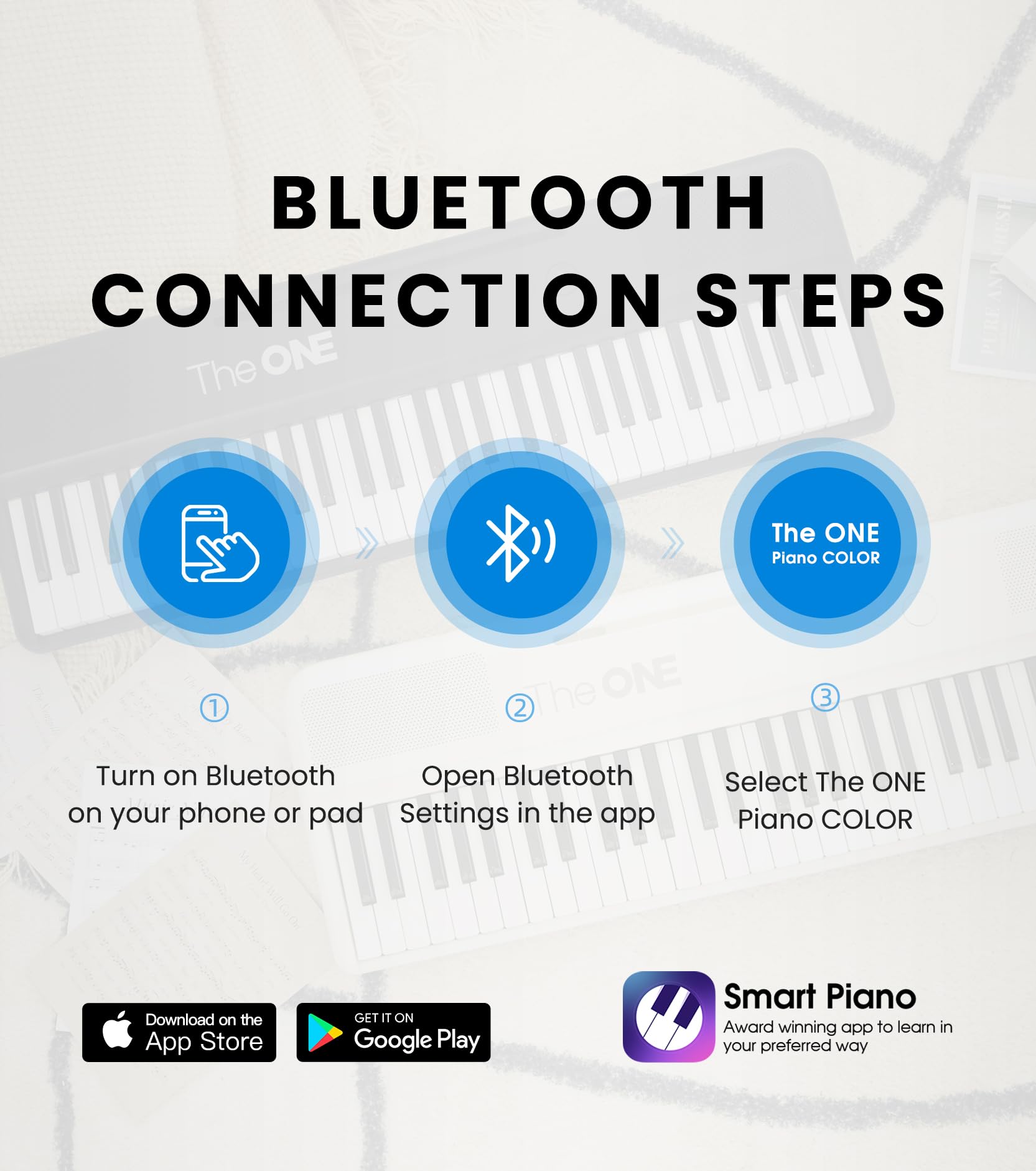 The ONE Smart Keyboard COLOR 61-Key Digital Piano with 256 Timbres, 64 Polyphony, Built-in LED Lights & Speakers - Free Music Learning Apps Included (Blue) | Perfect for Beginners, Home Practice & Interactive Music Lessons