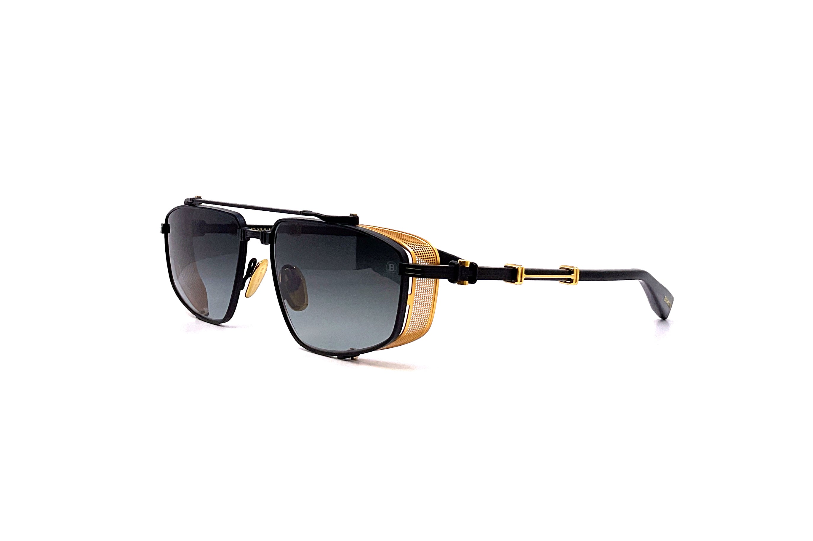Balmain Brigrade V Matte Black & 18k Gold Plated Luxury Sunglasses for Men & Women - Perfect for Fashion, Travel & Outdoor Activities