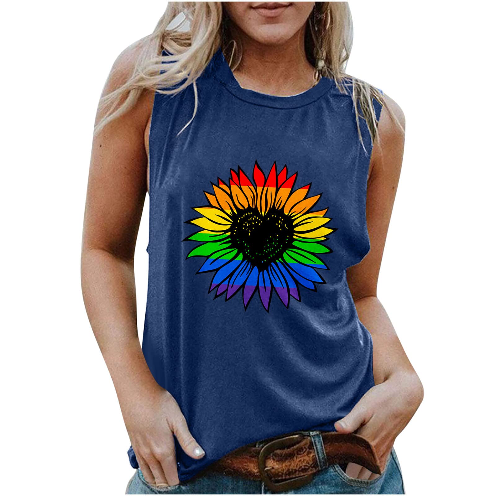 YZHM Women's Workout Tank Tops - Sleeveless Summer Blouses for Beach & Gym
