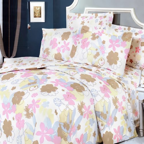 Pink and Brown Floral Queen Comforter Set - 5 Piece Bedding Set for Cozy Bedroom Decor | Soft & Breathable Comforter with Matching Pillowcases