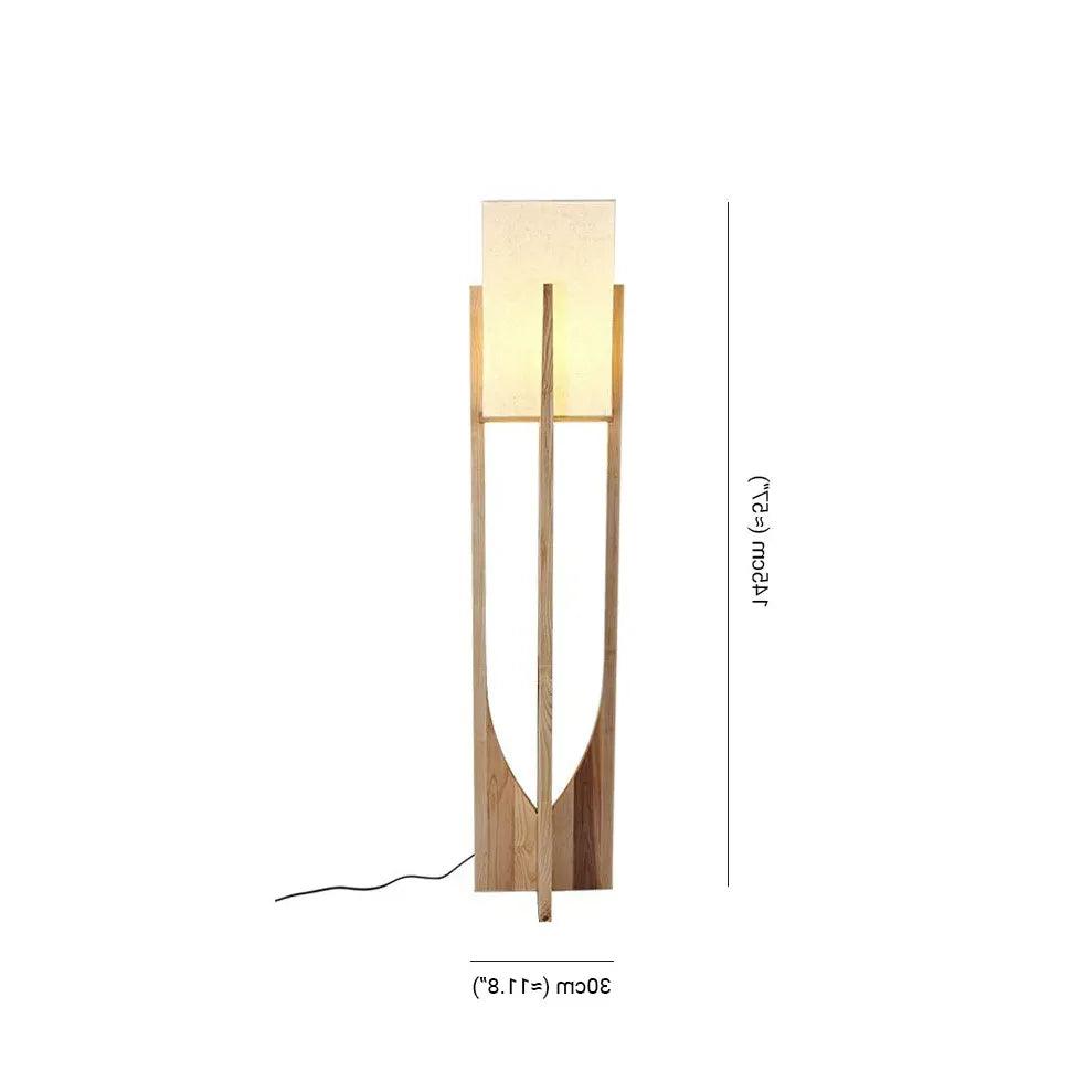 Modern Square Wooden Frame Floor Lamp - Stylish Home Decor for Living Room, Bedroom & Office Lighting