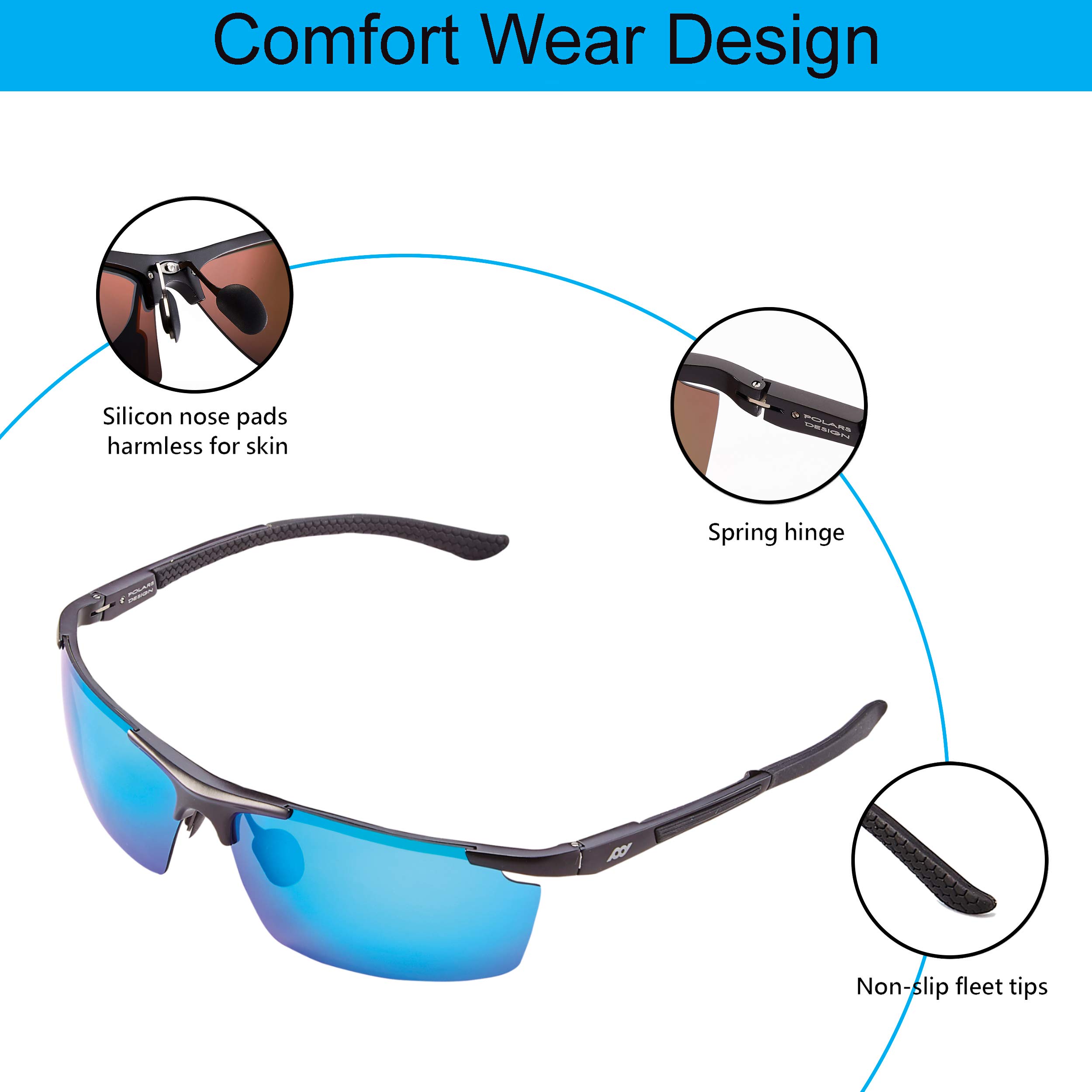 Polarized Square Sunglasses for Women & Men - UV Protection Rectangular Classic Shades for Driving, Fishing, Outdoor Sports & Daily Wear