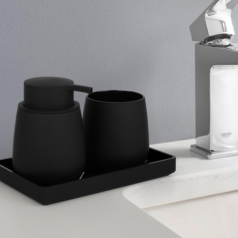 Bathroom Tray Set - Elegant Toiletry Storage Organizer with Hand Sanitizer Bottle | Perfect for Vanity Countertop, Shower Caddy & Bathroom Decor