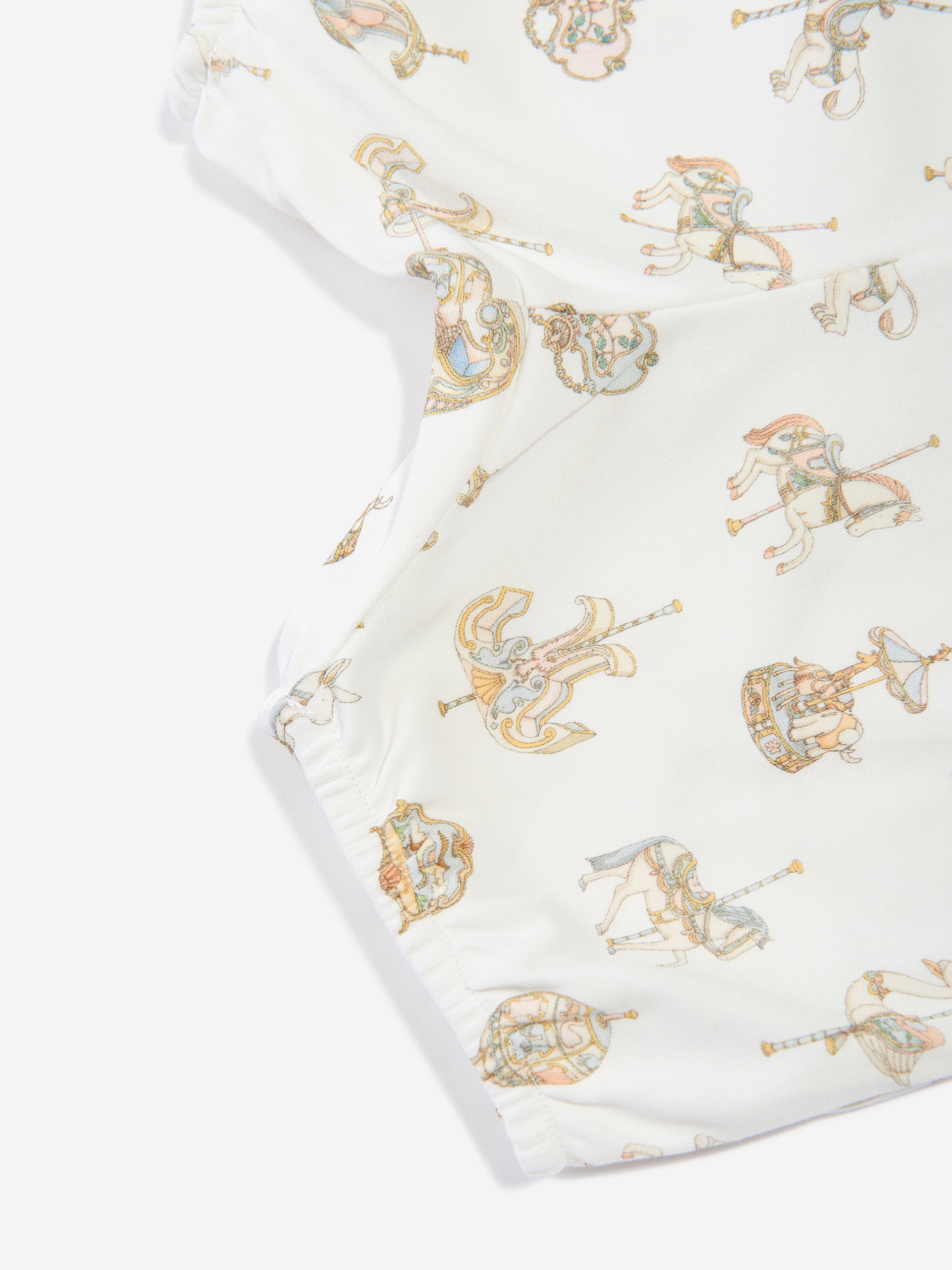 Atelier Choux Baby Carousel Bloomers - Soft Organic Cotton White Baby Pants for Newborns & Infants | Perfect for Playtime, Photo Shoots & Special Occasions