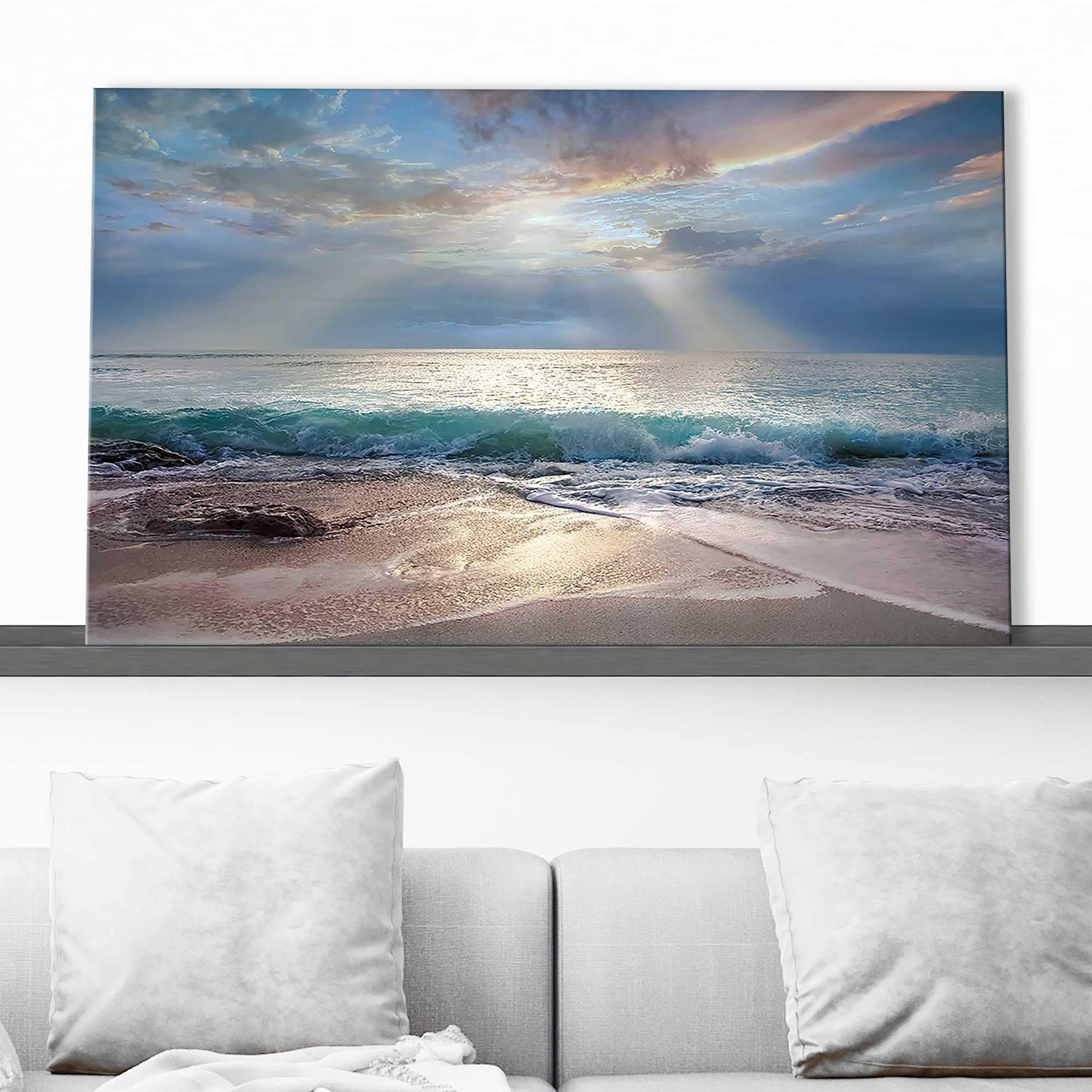 Vibrant Aqua Blue Morning Canvas Wall Art - Perfect for Living Room, Bedroom & Office Decor