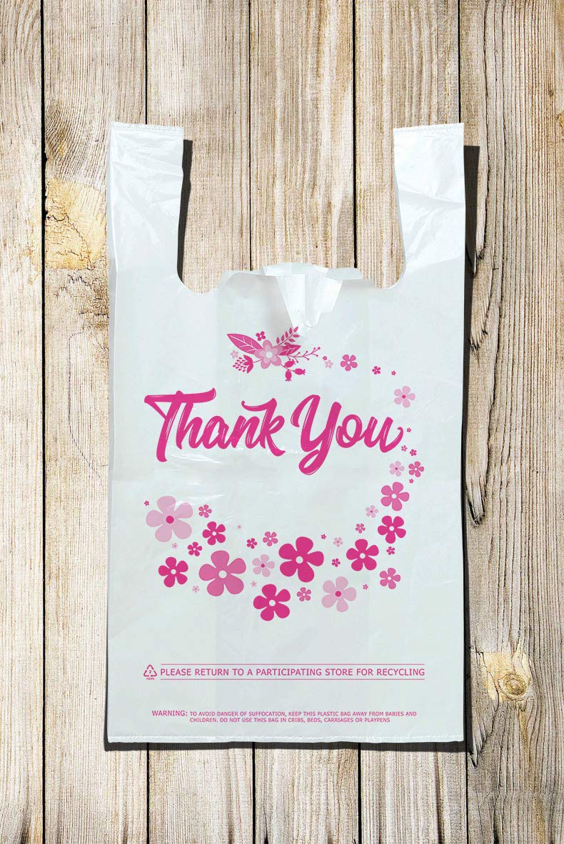 Lina Plastics 300 Count White Thank You T-Shirt Bags 12