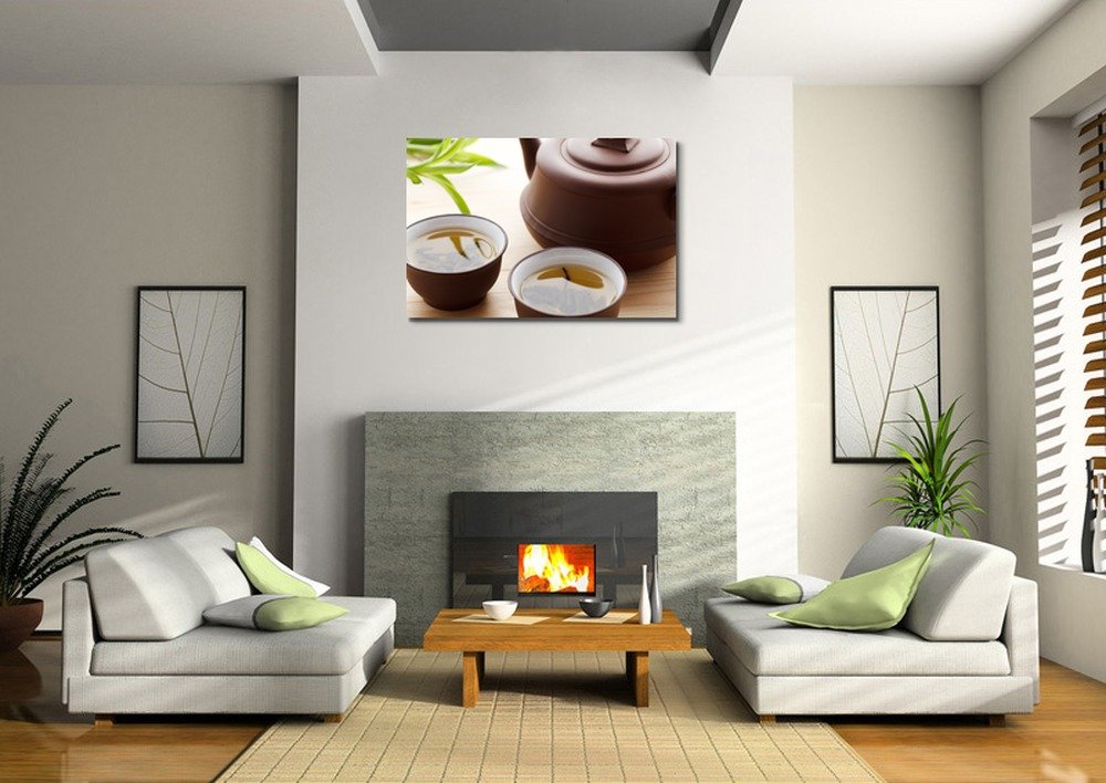 Modern Still Life Green Tea & Tea Cup Canvas Print Wall Art - 32