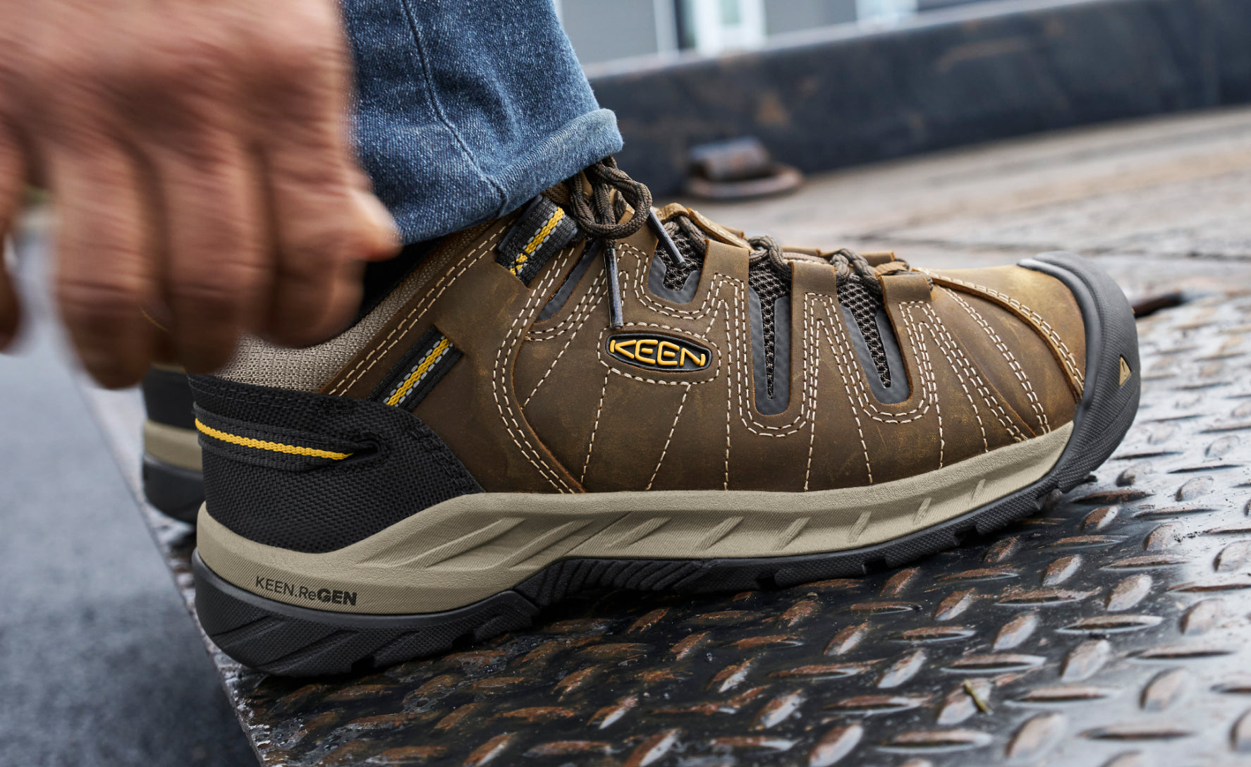 Men's Flint II Soft Toe Work Boots - Cascade Brown & Golden Rod - Durable & Comfortable for Construction, Hiking & Outdoor Work